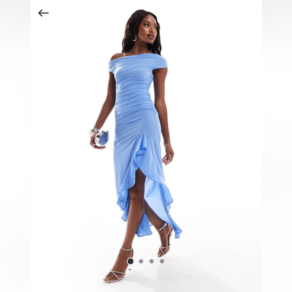 Cowl Neck Off the Shoulder Ruffle Maxi Dress